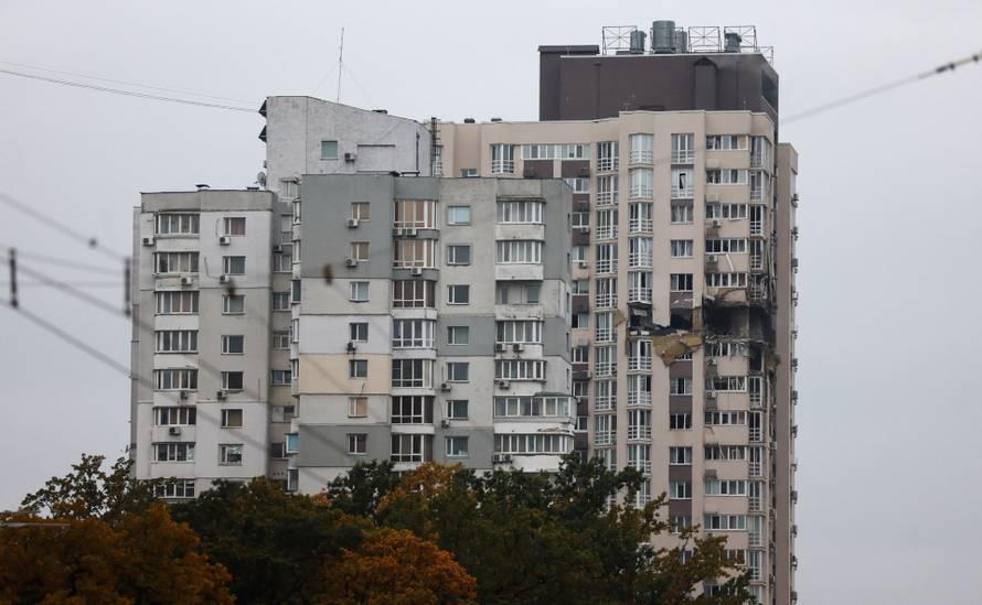 Aftermath of a Russian drone strike in Kyiv
