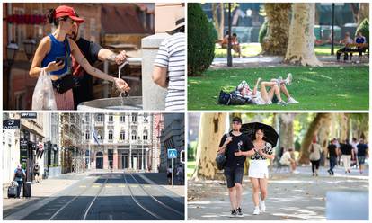 FOTO Vrućine ispraznile Zagreb. Turisti spavaju po livadama, a svi se osvježavaju i na zdencima