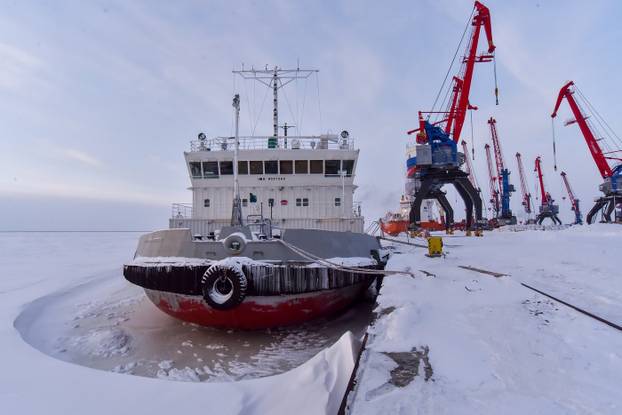 Dudinka Port in Krasnoyarsk Region, Russia