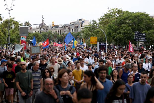 People protest against mass tourism in Barcelona