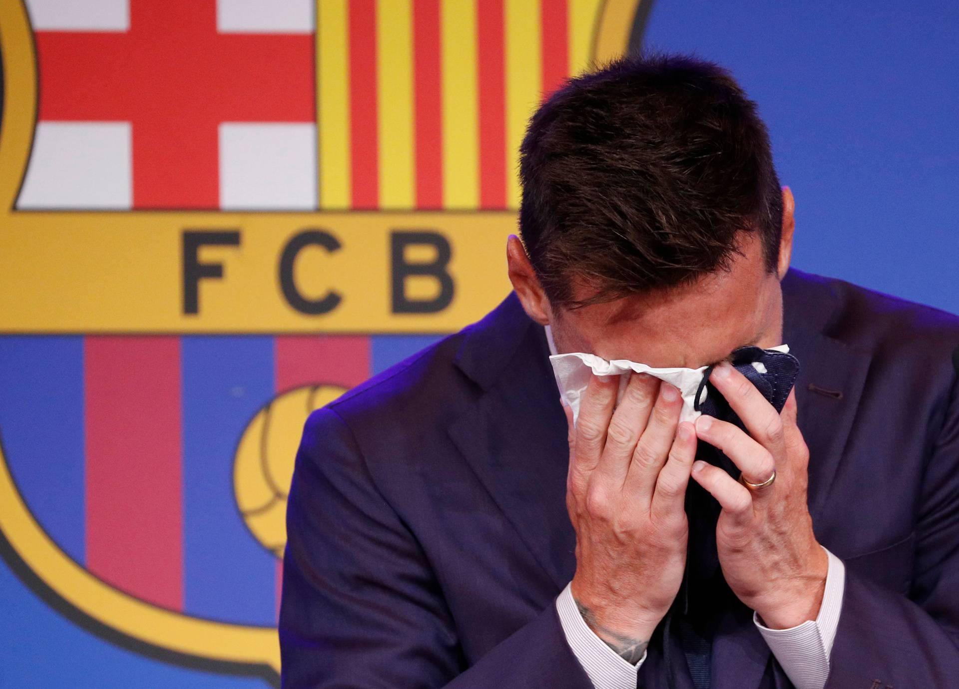 Lionel Messi holds an FC Barcelona press conference