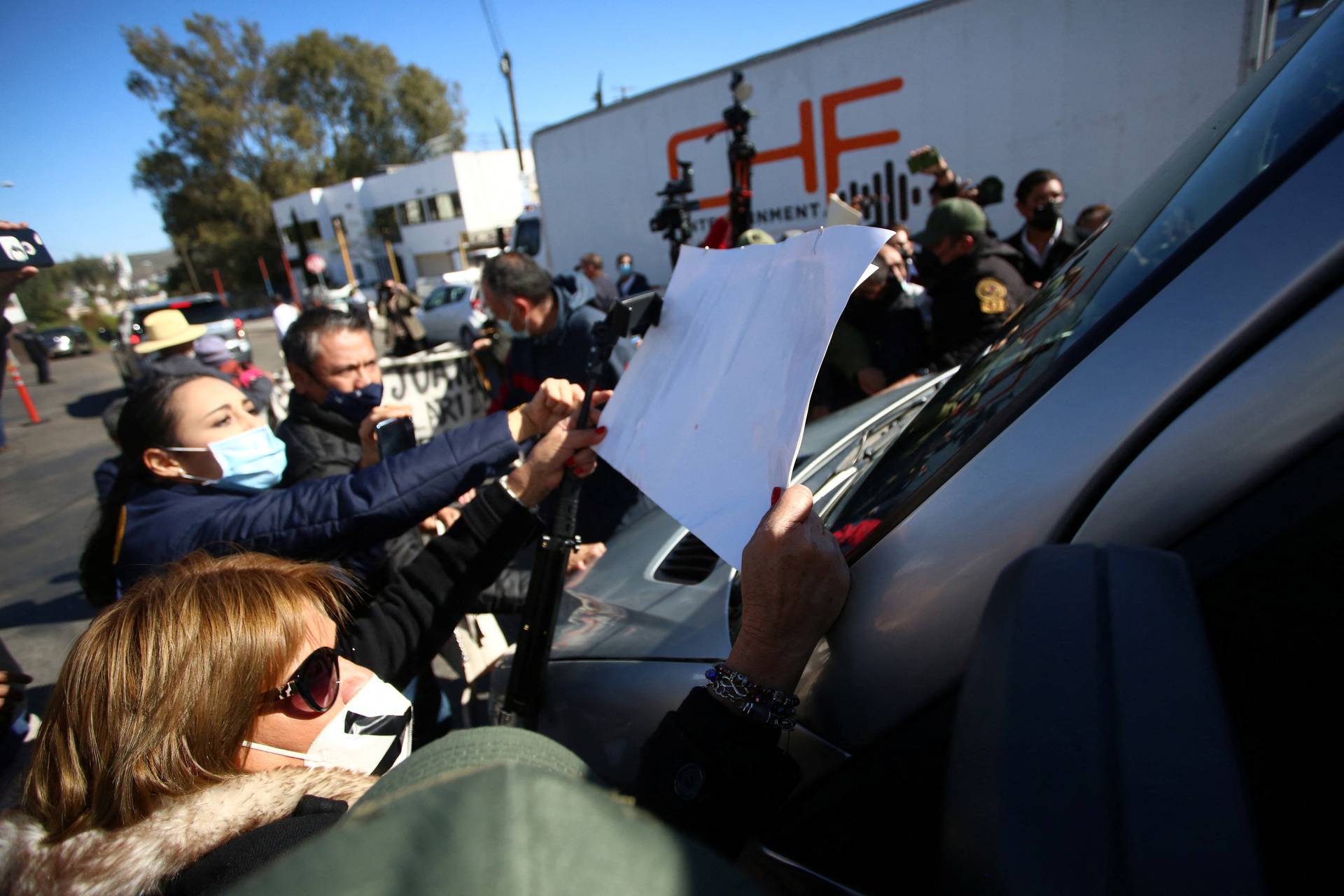 Protest to demand justice for the violent deaths of five journalists this year, in Tijuana