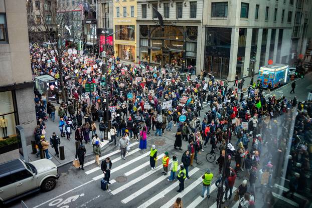 a "No Wars, No Kings, No ICE" anti-U.S. ICE protest in New York