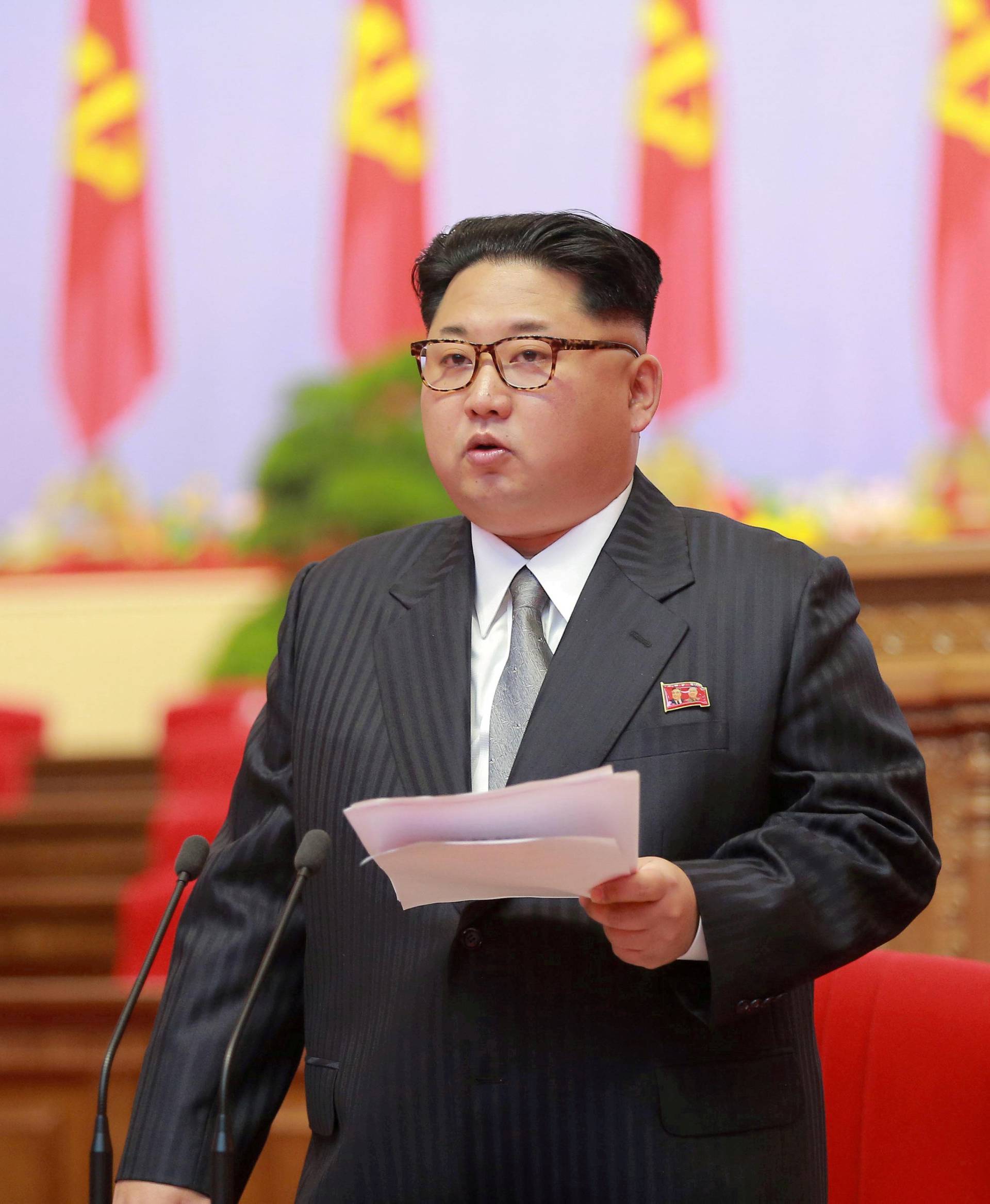 FILE PHOTO: North Korean leader Kim Jong-Un speaks during the first congress of the country's ruling Workers' Party in 36 years in Pyongyang