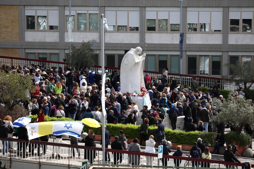 Pope Francis' first public appearance in five weeks on the day of his discharge from Gemelli Hospital, in Rome