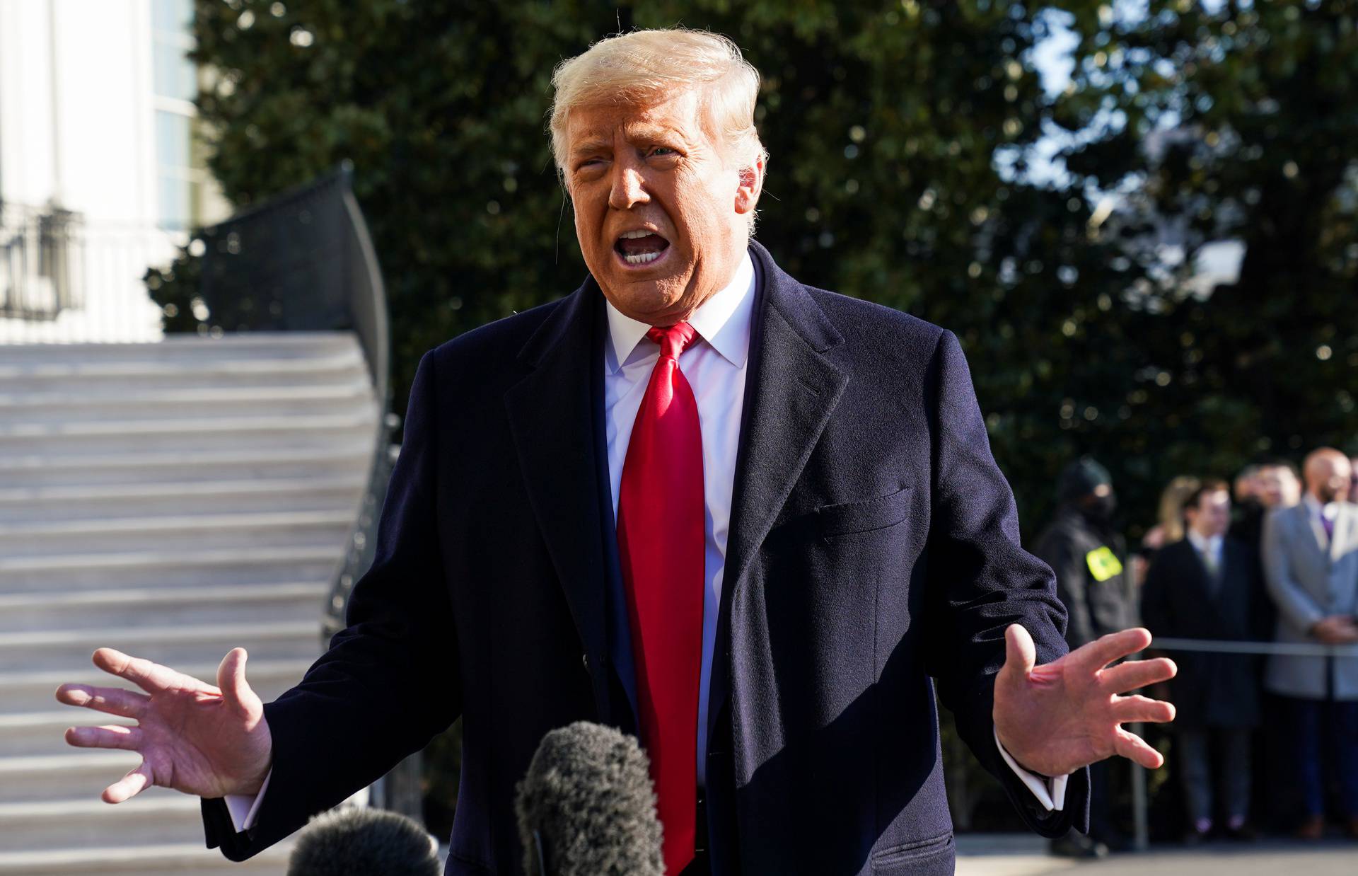 U.S. President Donald Trump departs the White House on travel to Texas, in Washington