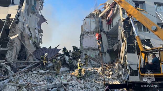 Aftermath of drone attack on Luhansk dormitory building amid Russia-Ukraine conflict