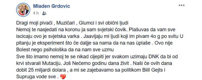 Grdović nakon izbornog fijaska u teorijama zavjere: 'Nemojte se cijepiti, sve će nam oduzeti'