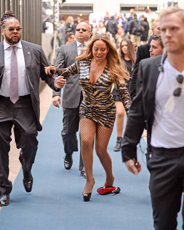 Mariah Carey Nearly Falls Down At The NBC Upfronts