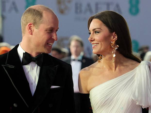 Britain's Prince William and Catherine, Princess of Wales, attend 2023 BAFTA Film Awards in London