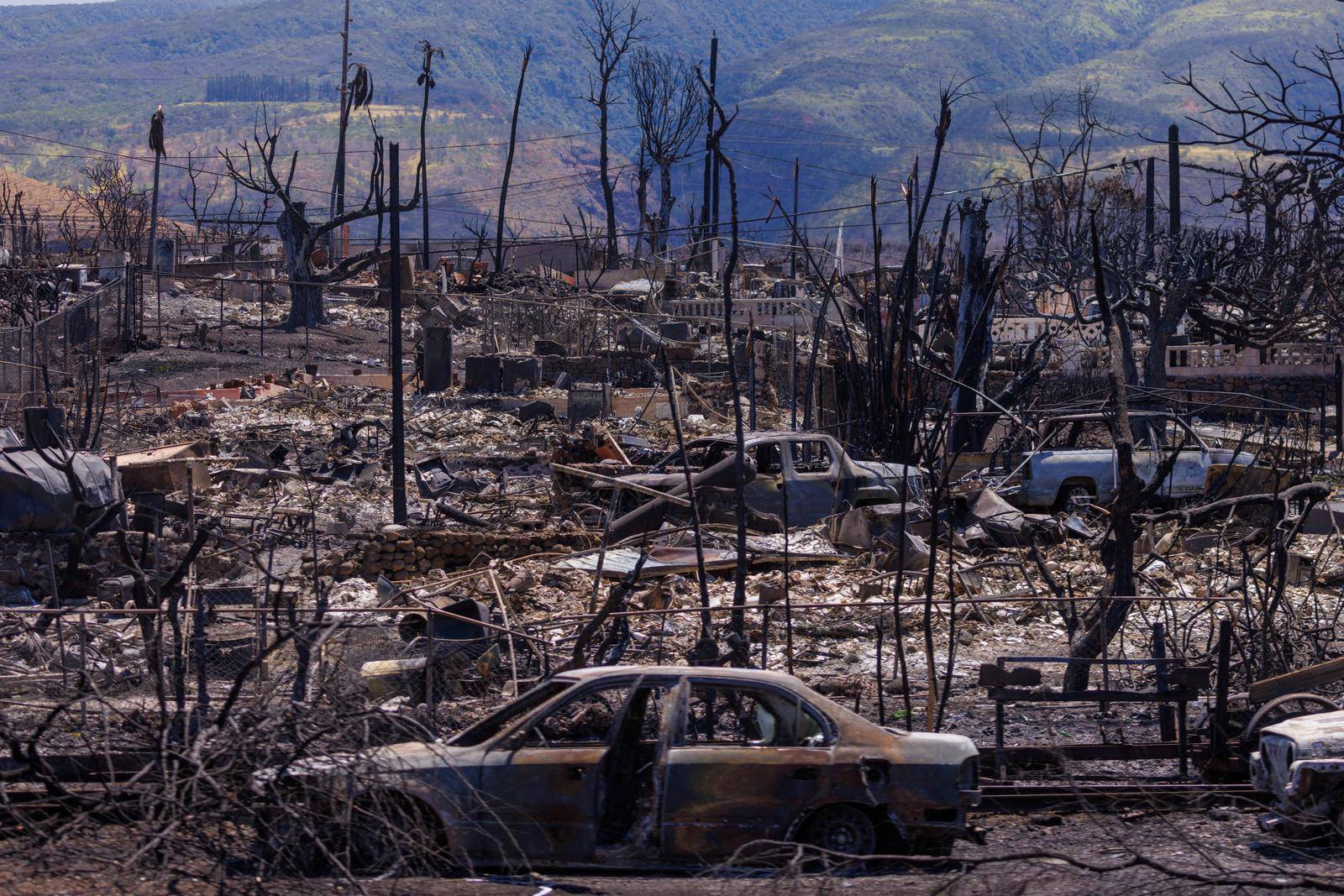 Fire damage is shown in Lahaina, Maui