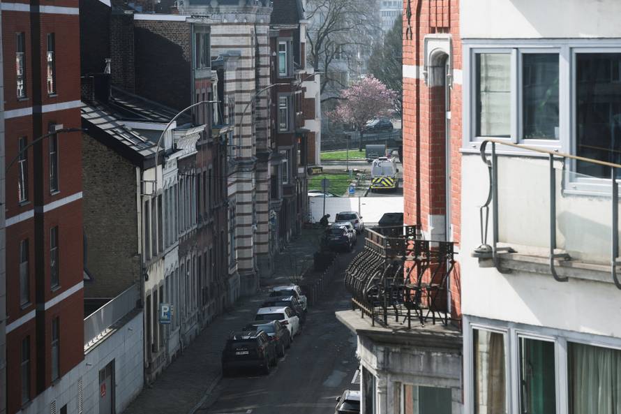 A view of the site of a synagogue damaged by an explosion in Liege