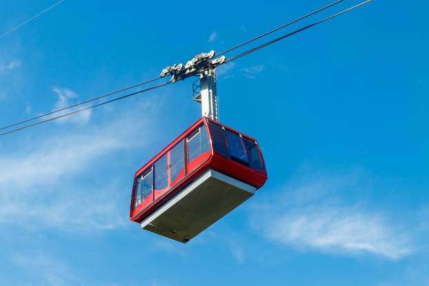 Cable car on ropeway leading to a top of Tahtali mountain in Ant