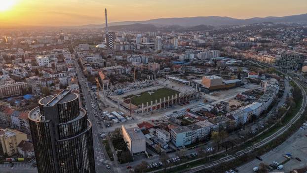 Zagreb: Fotografije iz zraka radova na novom stadionu u Kranjčevićevoj
