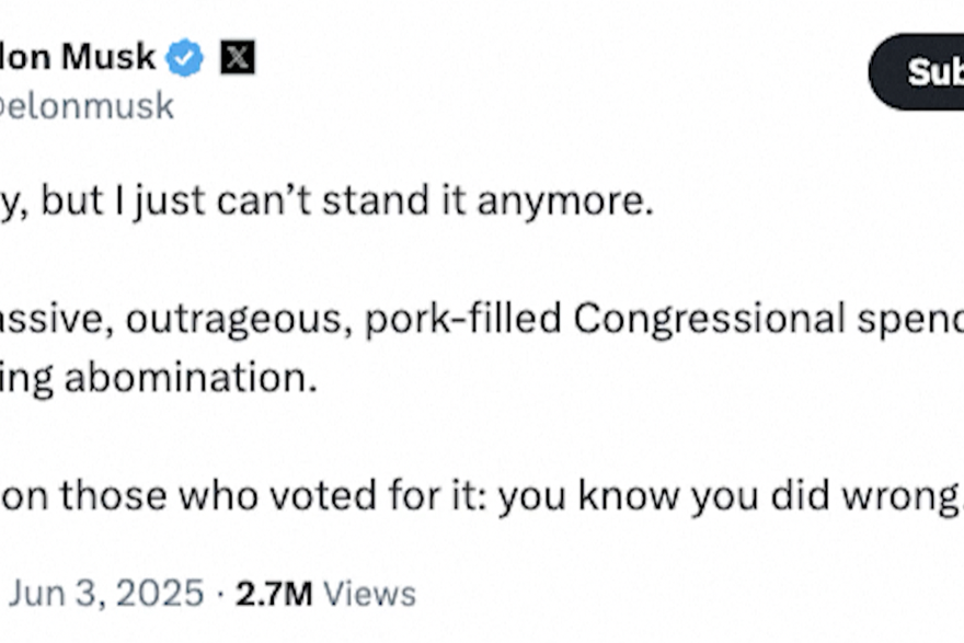 Elon Musk je pobjesnio zbog Trumpovog zakona: 'To je odvratno, grozno i nakazno'