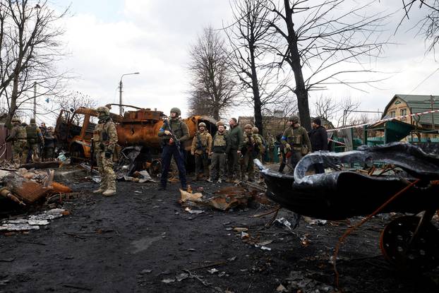 Ukraine's President Zelenskiy visits the town of Bucha