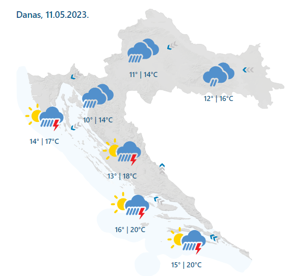 Na snazi meteoalarm za skoro sve regije: Kiša i grmljavinsko nevrijeme, na Jadranu jako jugo