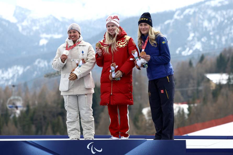 Para Alpine Skiing - Women's Super-G Standing Victory Ceremony
