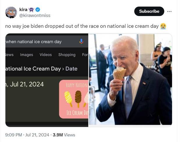 FOTO Tviteraši se rugaju Joeu Bidenu nakon što se povukao: Sad ima vremena lizati sladoled