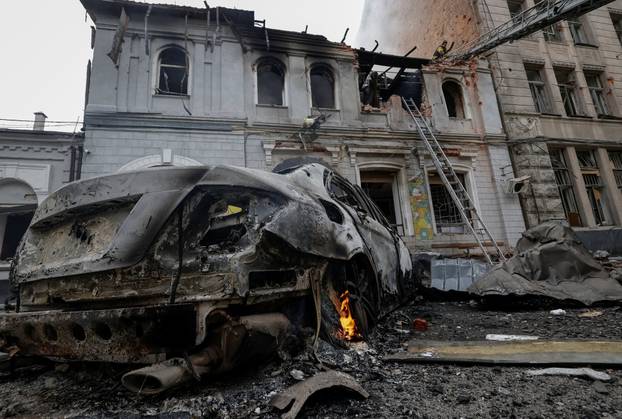 Aftermath of a Russian drone attack in Kharkiv