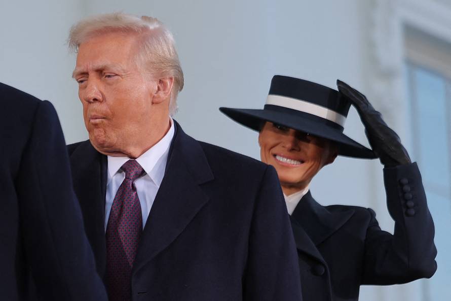 U.S. President-elect Donald Trump and his wife Melania Trump meet with U.S. President Joe Biden and first lady Jill Biden on inauguration day of Donald Trump's second presidential term in Washington