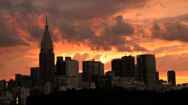 FILE PHOTO: A view of the skyline at Shinjuku district during sunset in Tokyo