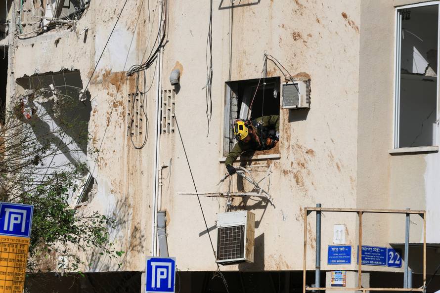 Aftermath of Iranian missile barrages in central Israel