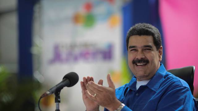 Venezuela's President Maduro speaks during an event with supporters in Caracas
