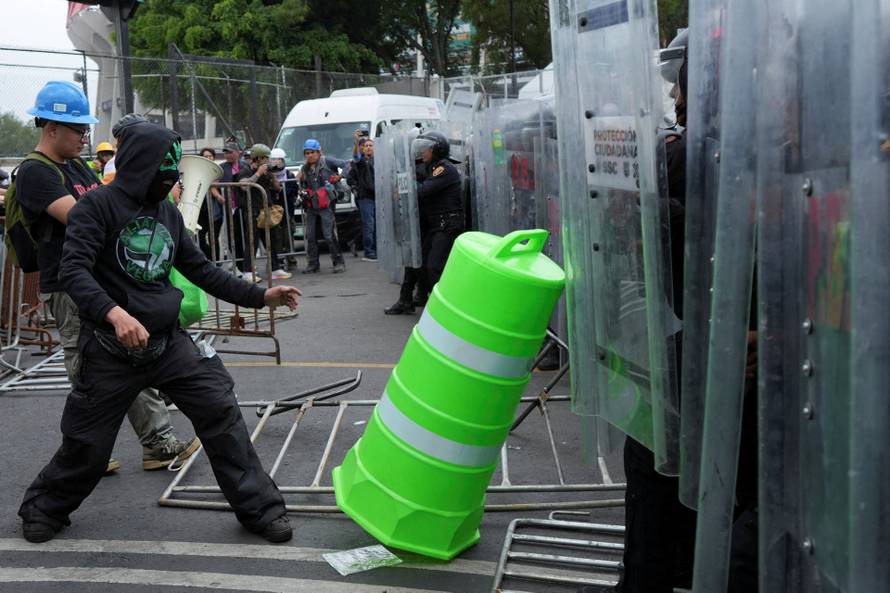 Protest march ahead of the opening match of the 2026 FIFA World Cup, in Mexico City