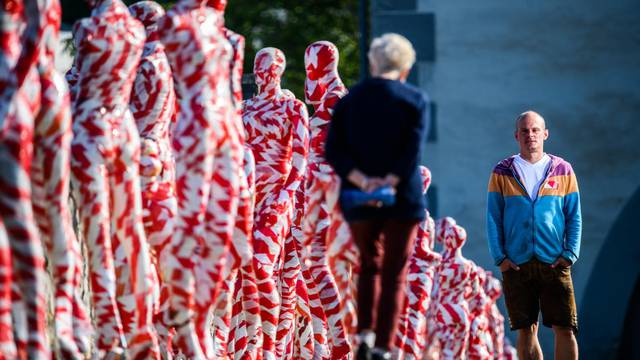 Corona art installation with mannequins