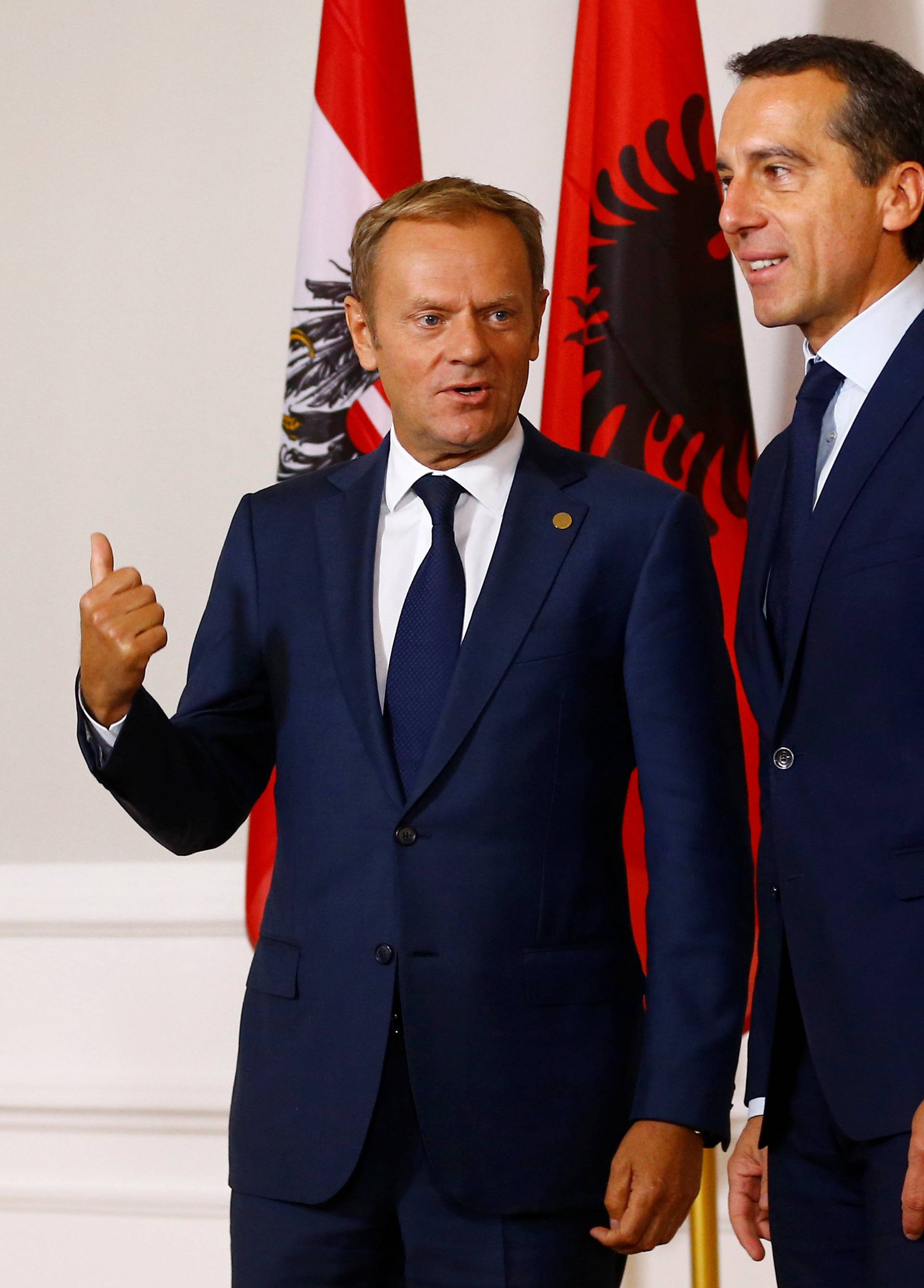 Austrian Chancellor Kern welcomes European Council President Tusk in Vienna