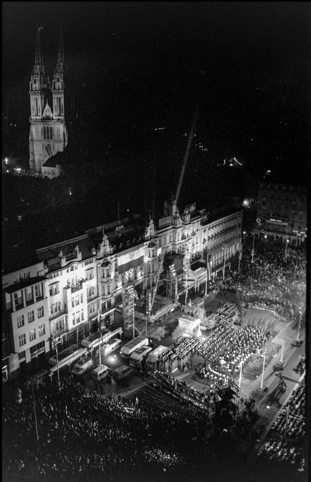 Zagreb: Svečano otkrivanje spomenika banu Josipu Jelačiću na istoimenom trgu, 15.10.1990.