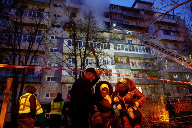 Aftermath of an overnight Russian drone and missile strike in Kyiv