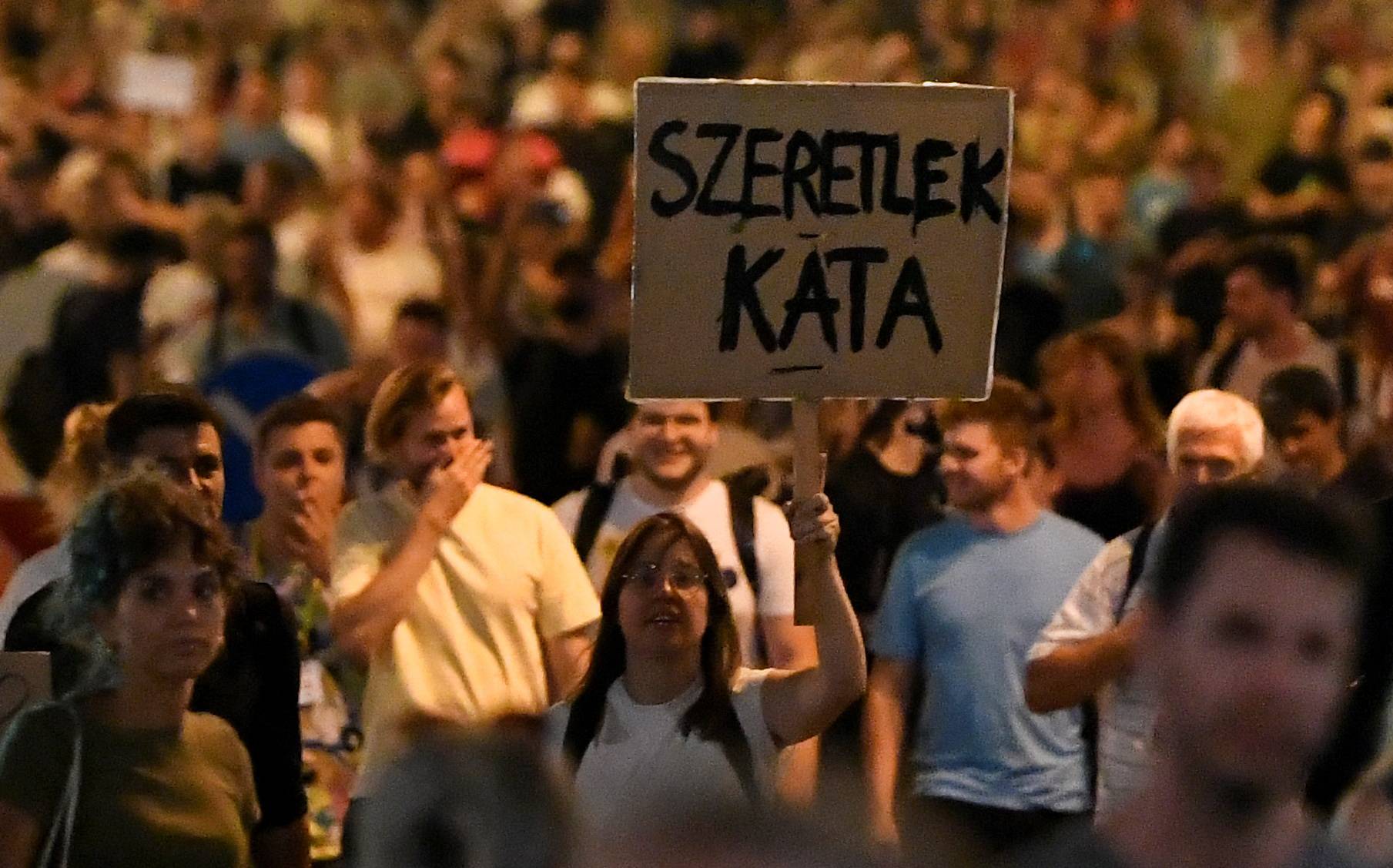 Hungarians protest against tightened small business tax rules, in Budapest