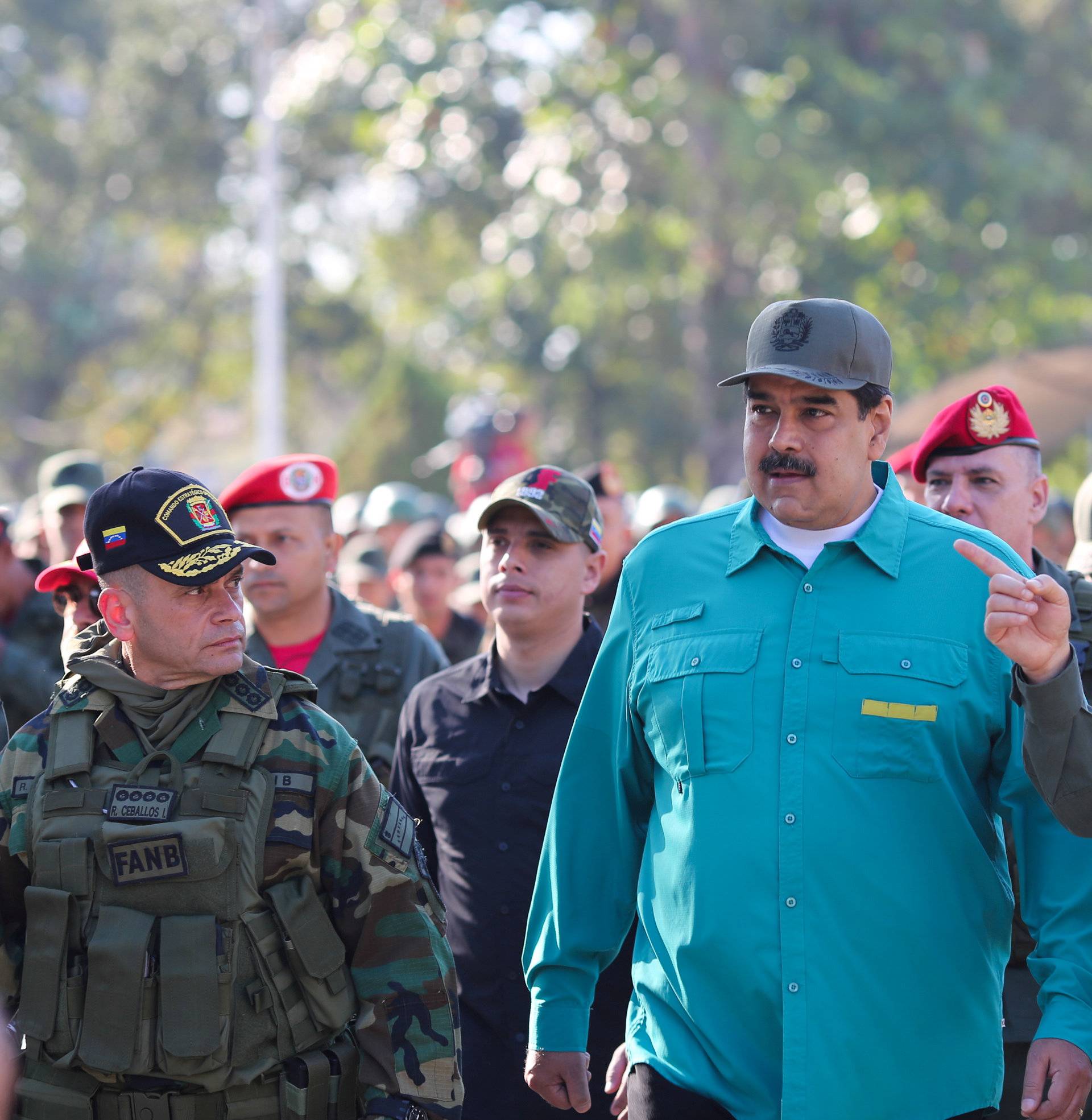 Venezuela's President Nicolas Maduro takes part in a military exercise in Valencia