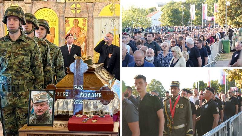FOTO Degutantno. Vojska uz Mladićev lijes, na lijesu sablja. Stotine čekaju u redu kod crkve