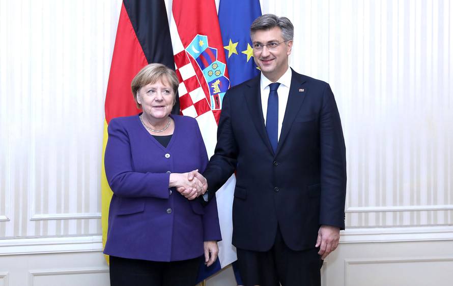 Zagreb: Premijer Andrej Plenković ugostio Angelu Merkel u Banskim dvorima