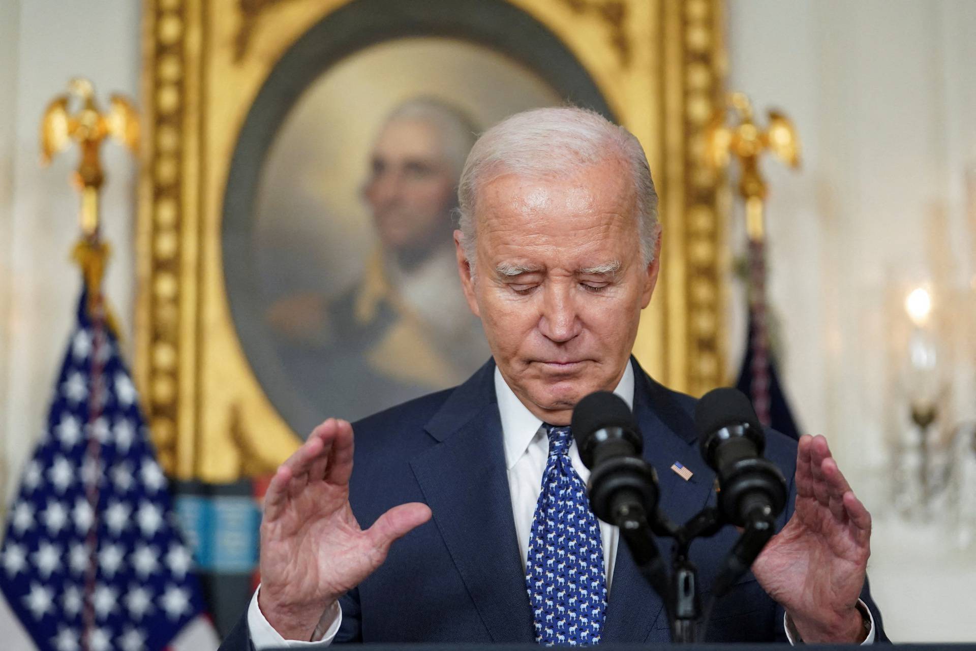 U.S. President Joe Biden delivers remarks at the White House in Washington