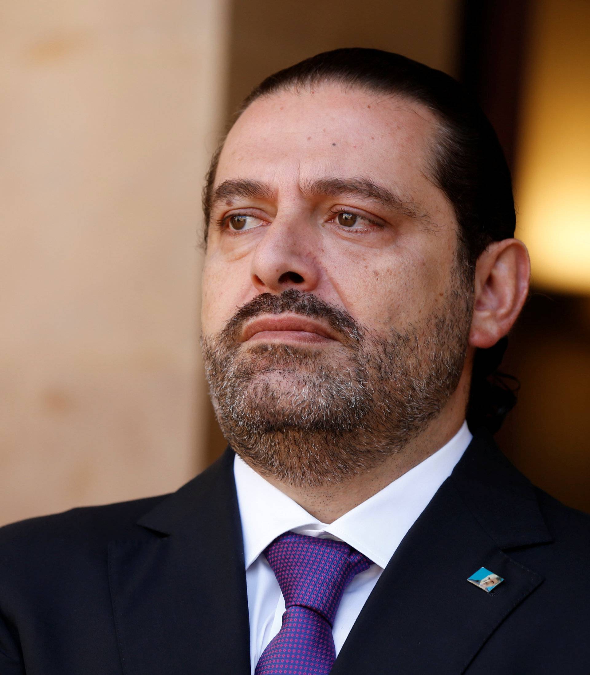 Lebanon's Prime Minister Saad al-Hariri is seen at the governmental palace in Beirut