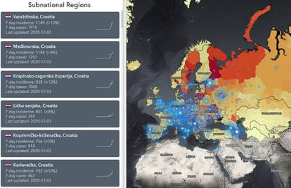 WHO: Prema tablici najgorih regija po broju novozaraženih, Hrvatska zauzela prvih 6 mjesta