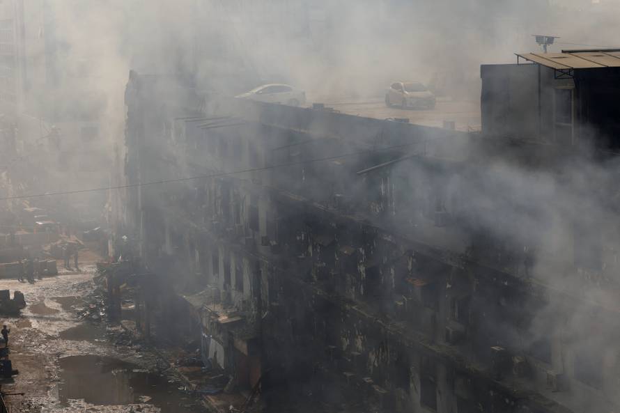 Aftermath of fire in a shopping mall in Karachi