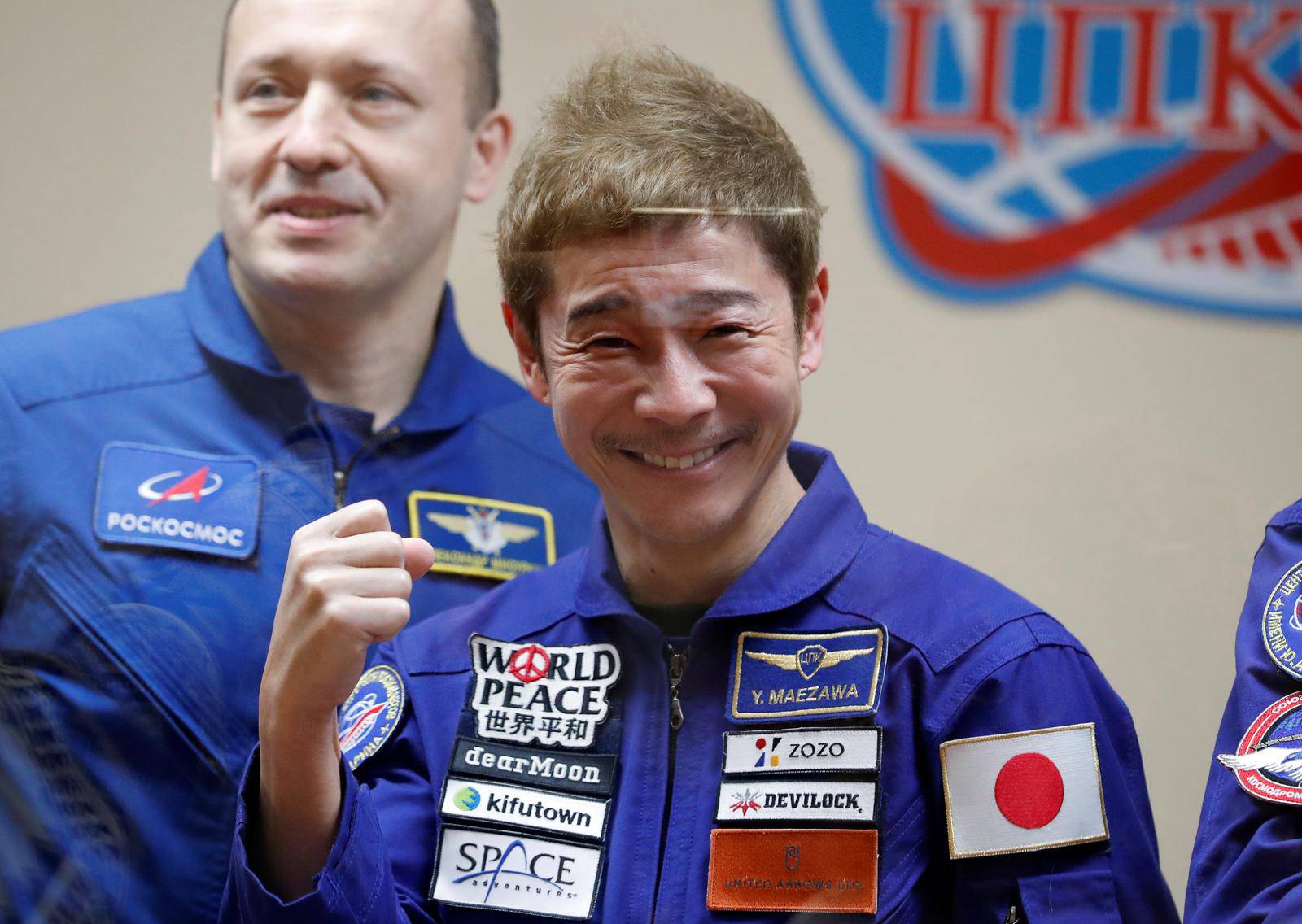 Space flight participant Yusaku Maezawa attends a meeting of the State Commission in Baikonur