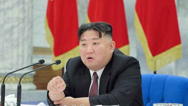 North Korean leader leader Kim Jong Un attends the 12th Meeting of the Political Bureau of the 8th Central Committee of the Workers' Party of Korea (WPK), in Pyongyang