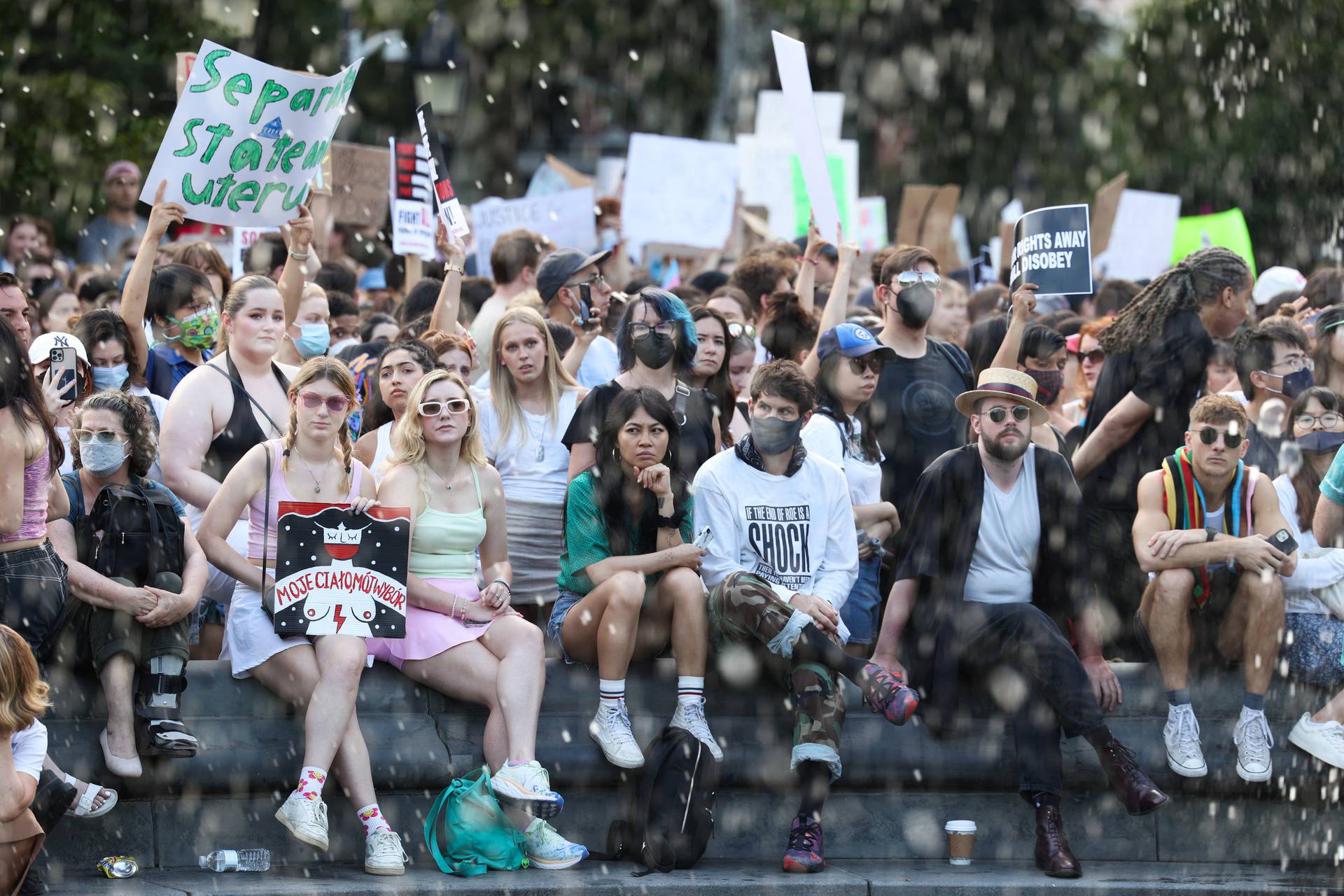 People protest the Supreme Court decision to overturn Roe v Wade in New York