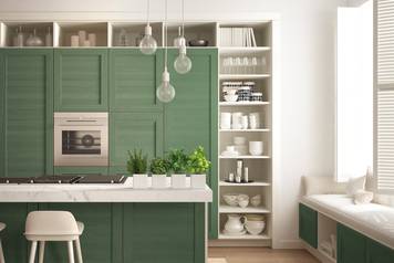Modern,White,Kitchen,With,Green,Wooden,Details,In,Contemporary,Luxury