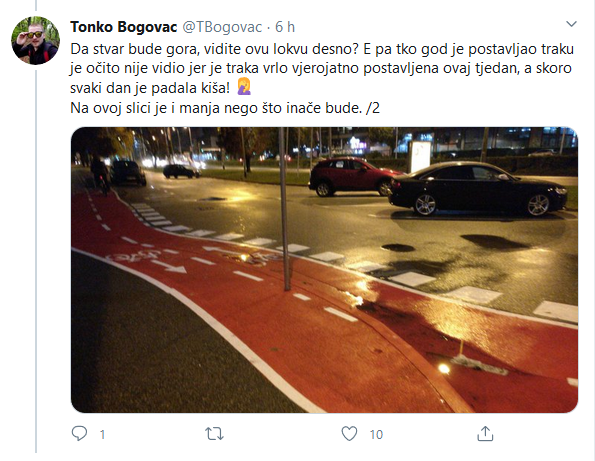 Ovo je nova biciklistička staza u Zagrebu: Malo po cesti pa malo preko rubnika, na sredini - stup