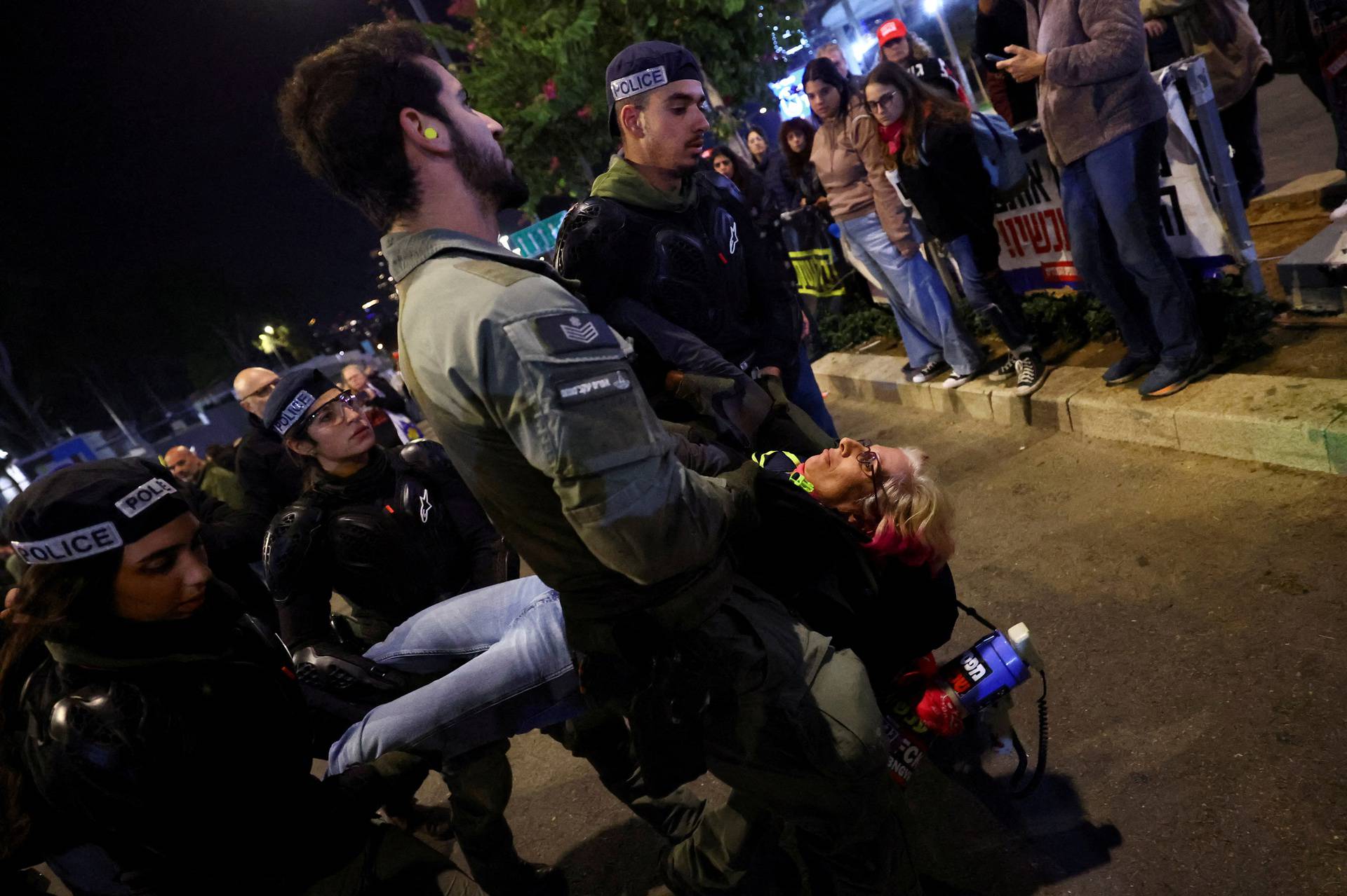 Protest against the government and to show support for the hostages who were kidnapped during the deadly October 7, 2023 attack, in Tel Aviv