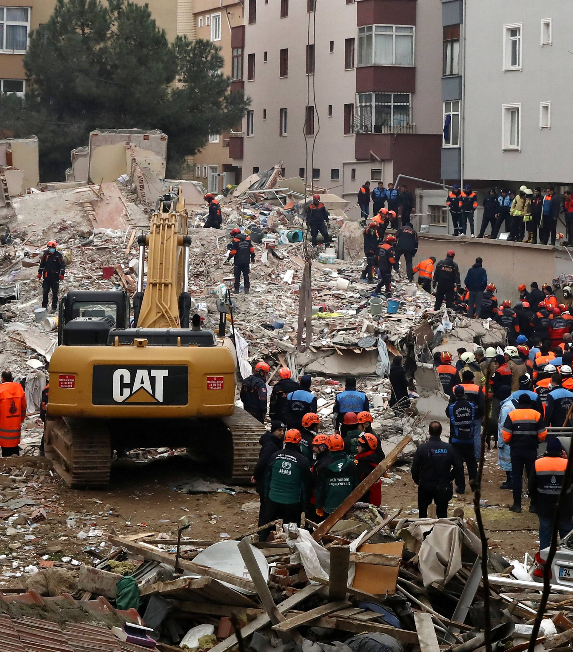 Site of a collapsed residential building in Istanbul