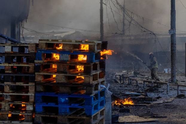 Aftermath of an overnight Russian missile and drone strike, in Kyiv