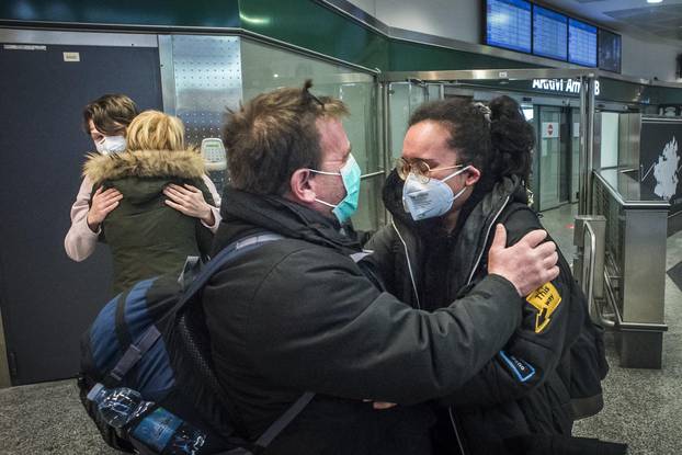 Arrival in Milan Malpensa of the last two planes coming from Italy customs blocked to prevent the Corona Virus